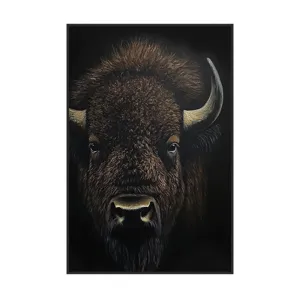 Hyde Bison Portrait Framed Canvas Wall Art