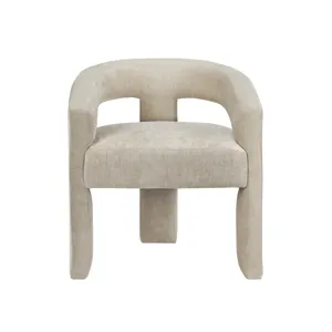 Set Of Two Tan Upholstered Dining Armchairs