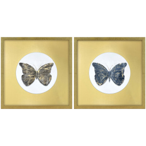Golden Wings 2-piece Framed Butterfly Wall Art Set