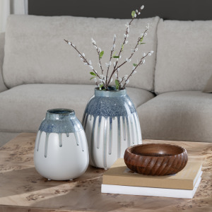 Cluett Blue Ceramic Vase Set Of 2