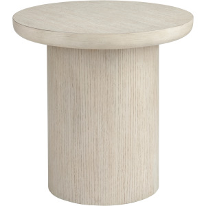 Round Cream Wooden Accent End Table