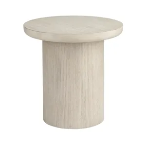 Round Cream Wooden Accent End Table