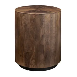 Brown Solid Wood Round Accent End Table