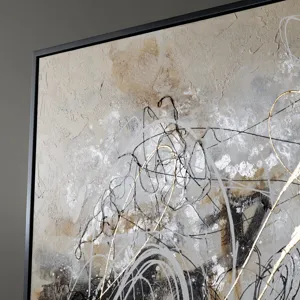 Golden Chaos Abstract Framed Canvas Painting