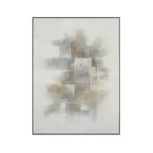 Faded Form Hand-painted Neutral Abstract Framed Canvas Wall Art