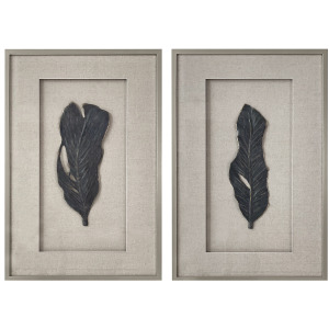 Shadows Of Autumn 2-piece Leaf Framed Mixed Media Wall Art Set