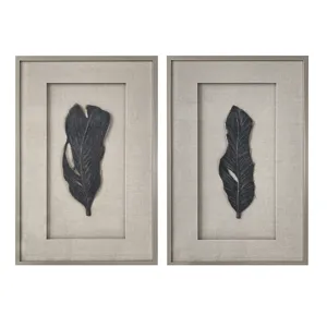 Shadows Of Autumn 2-piece Leaf Framed Mixed Media Wall Art Set
