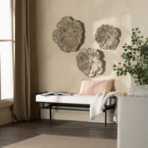 Upholstered White Accent Bench With Black Iron Frame