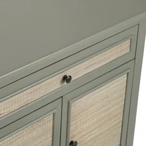 2-door, 1-drawer Green And Tan Accent Cabinet