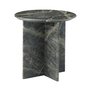 Dark Green Marble Accent End Table