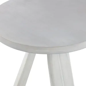 Round White-washed Accent/end Table