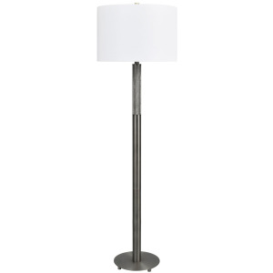 Gunmetal Gray Floor Lamp With White Linen Shade