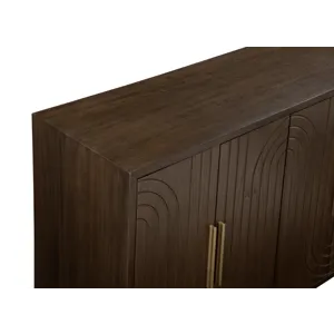 W Brown Wooden Six Door Credenza Sideboard