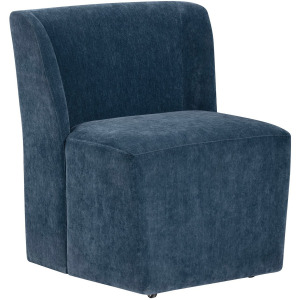 Set Of 2 Blue Upholstered Dining Chair