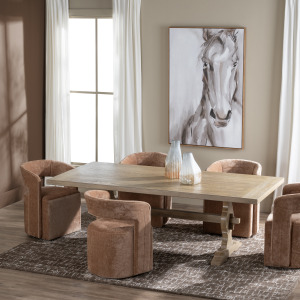 Set Of 2 Rust Upholstered Dining Chairs