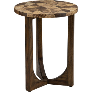 Round Brown Wooden Accent End Table