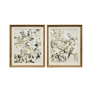 Songbird Duo 2-piece Framed Hand-painted Canvas