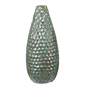 Large Novelle Textured Green Ceramic Vase