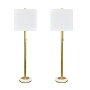 Gold Metal Table Lamp With Linen Shade