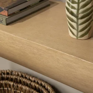 W Tan Wood Accent Console Sofa Table