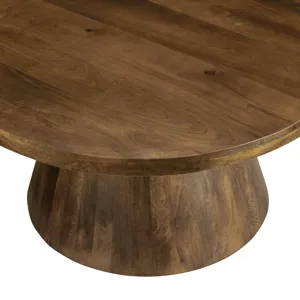 Brown Solid Wood Round Cocktail/coffee Table