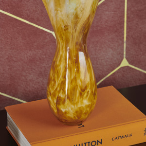 Elijah Small Yellow Swirl Glass Vase