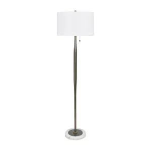 Metal Floor Lamp With White Linen Shade