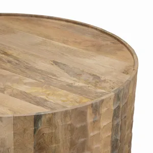 38.25 In. Round Brown Solid Wood Grain Coffee Table/cocktail Table