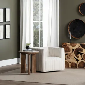 Round Brown Wooden Accent/end Table