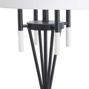 Treyton Modern Table Lamp, , Matte Black Steel, White Linen Shade, Marble Base