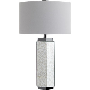 Glass Table Lamp With Gray Linen Shade