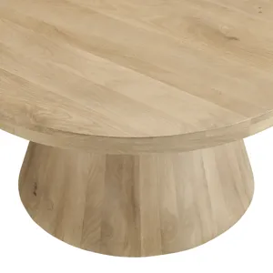 Tan Solid Wood Round Coffee/cocktail Table