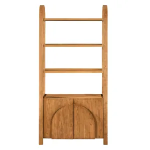 82 In. Brown Natural Wood Grain 2 Door 3 Shelf Etagere/bookcase