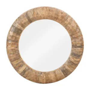 Gibson Round Natural Wood Frame Wall Mirror