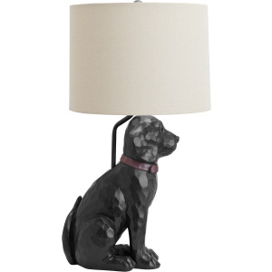 Resin Labrador Table Lamp With Oat Linen Shade