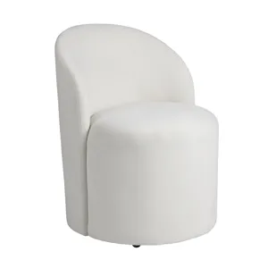 Set Of 2 White Upholstered Dining Chairs With Castors