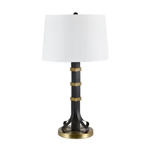 Metal Table Lamp With White Linen Shade