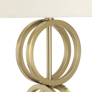 Metal Table Lamp With Oat Linen Shade
