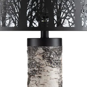 Black Resin Floor Lamp With Metal Shade