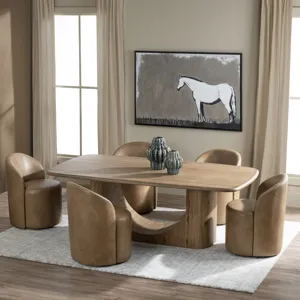 Set Of 2 Light Brown Vegan Leather Upholstered Dining Chairs