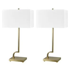 Metal Table Lamp With White Linen Shade