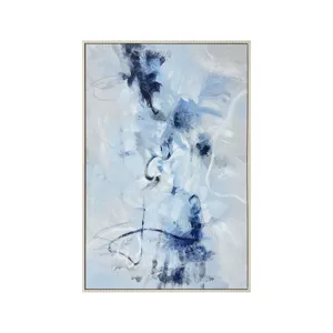 Blue Haze Abstract Oil Hand-painted Framed Canvas Wall Art