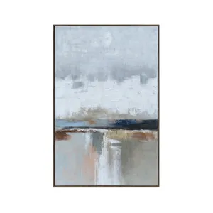 Soft Divide Hand-painted Abstract Framed Canvas Wall Art