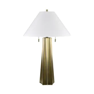 Metal Table Lamp With White Linen Empire Shade