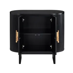 Black Wooden Two Door Accent Cabinet With Sleek Storage