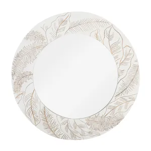 Seaside Round Leaf-etched Wall Mirror