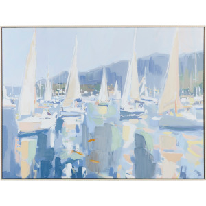 Jupiter Abstract Coastal Sailboat Framed Canvas Wall Art