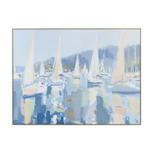 Jupiter Abstract Coastal Sailboat Framed Canvas Wall Art