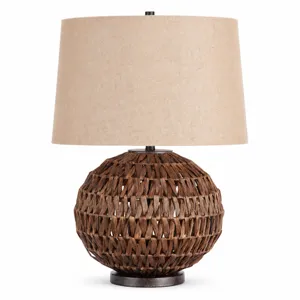 Grove Textured Brown Table Lamp With Beige Burlap Shade