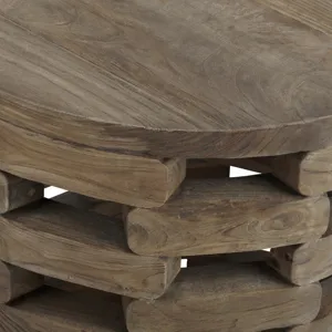 Round Brown Wood Accent End Table